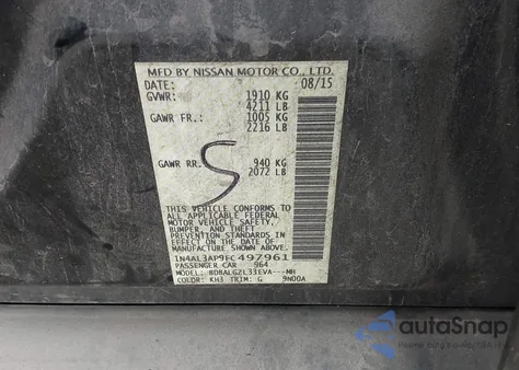 2015 Nissan Altima 2.5 S from USA, damaged, VIN 1N4AL3AP9FC497961